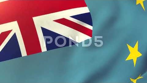 Tuvalu Flag Waving In The Wind. Looping Sun Rises Style. Animation Loop