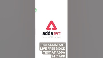 RBI ASSISTANT LIVE FREE MOCK TEST AT ADDA 24 7 APP #rbi #bankersway#ibps #sbi