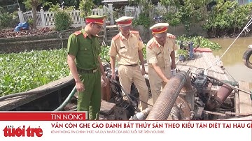 Bắt quả tang phương tiện khai thác cát trái phép trên sông Hậu