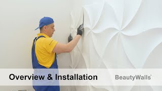 Wall decoration with plaster 3d wall panels. DIY Installation.