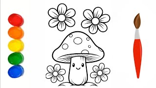 Learn to colour in mushroom  for kids and toddlers |Colour With Kidz|