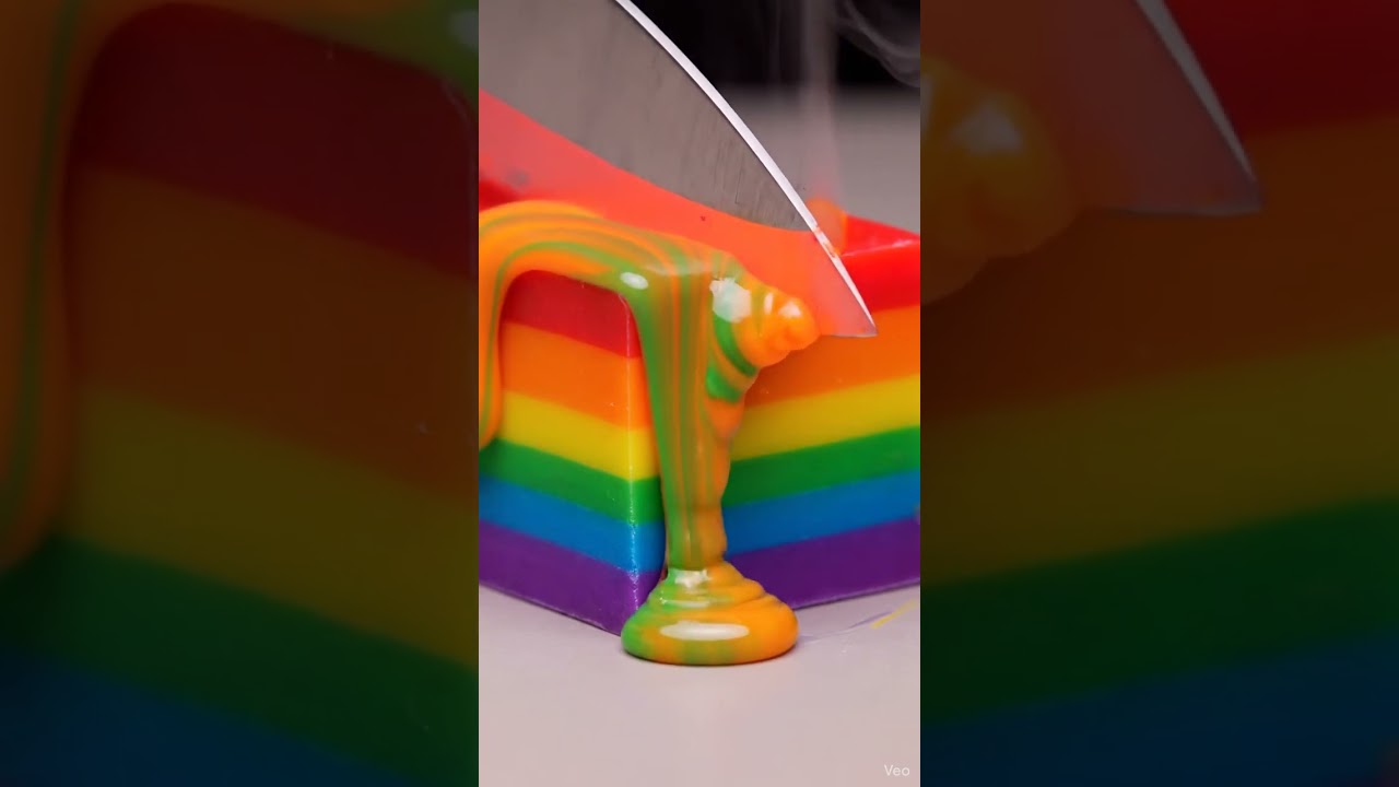 Red Hot Knife vs Rainbow Wax Brick ASMR