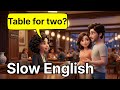 A Romantic Dinner at the Cafe - Slow and Easy English For Beginners
