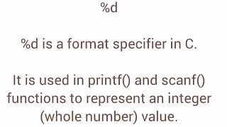 %d specifier in c @programmerzone