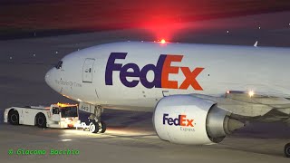 Boeing 777F FedEx Land, pushback & takeoff in a windy day @ Flughafen Köln/Bonn