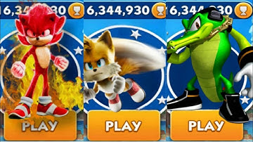 Sonic Dash - Knuckles VS Tails VS Vector Sonic _ Movie Sonic vs All Bosses Zazz Eggman