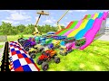 Ht gameplay crash  334  monster truck  big  small cars vs trap colors high speed vs speed bumps