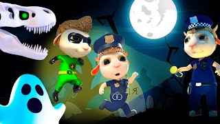 Little Cop vs Dinosaur - Skeleton | Superhero Chasing Real Ghost | Animation for Children | Cartoon