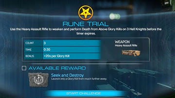 DOOM Rune Trial Seek and Destroy Perform Death from Above Glory Kills on 3 Hell Knights