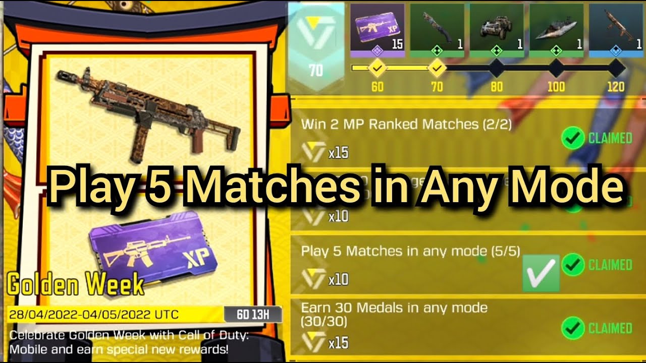 Play 5 Matches in Any Mode Call Of Duty Mobile Task Complete Simple And Easy Task