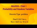 MA3355 _Unit 1 | Find C.D.F value | Probability and Random Variables