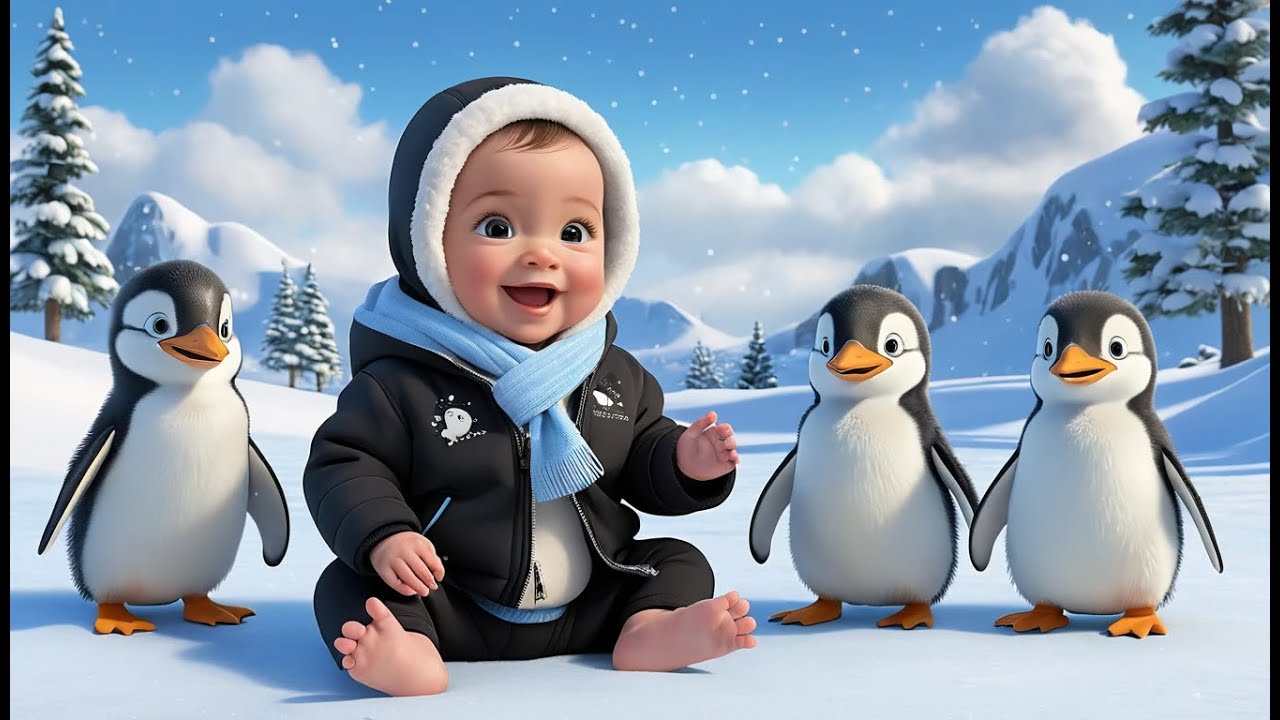 Five Little Penguins in the Snow | Winter Counting Song for Kids | Cute ...