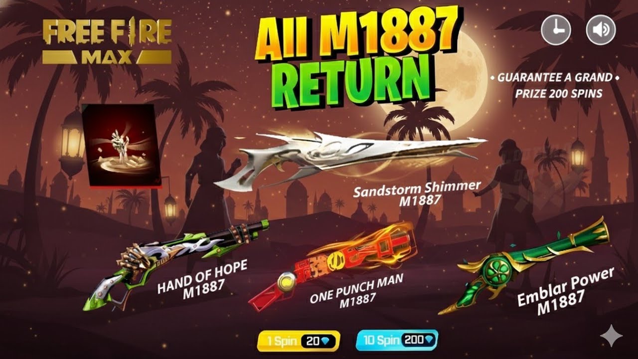 All M1887 Return Skin Confirm Date💥🤯| One Punch Man M1887 Return | Next Universal Ring |Ff New Event