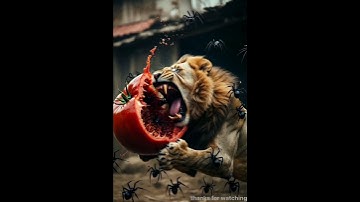 The lion saved the tomato plant from drying up by watering it 😭#ai #tree #save #water