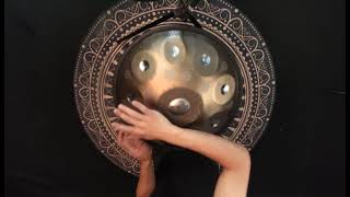 HLURU Mini Handpan Drum Handmade G Minor 18 In 9 Notes Stainless Steel Mandala pattern in 432 440 Hz screenshot 3