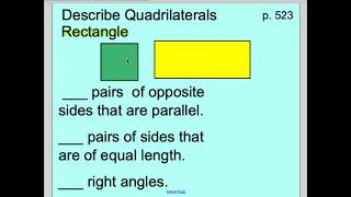3rd Grade 12.5 Describe Quadrilaterals