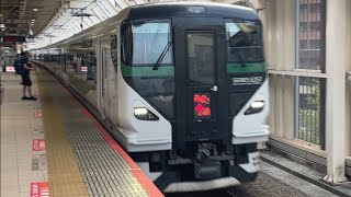E257系5000番台オオOM-91編成 臨時特急あずさ74号新宿行き 国立やや高速通過シーン