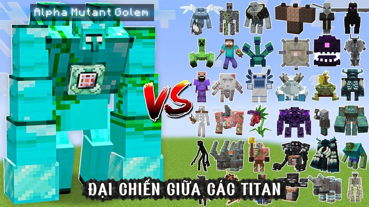 Alpha Mutant Diamond Golem Đấu Với Các Boss Trong Minecraft !! - YouTube