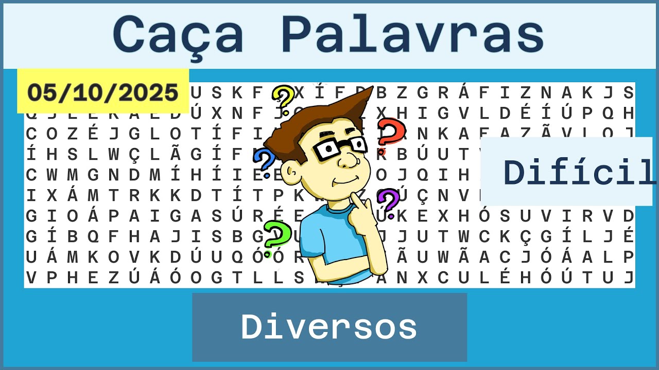 Caça Palavras Difícil - Diversos - 05/10/2025 - YouTube