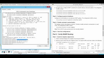 Configuring Basic EIGRP with IPv4 7.2.2.4 Packet Tracer