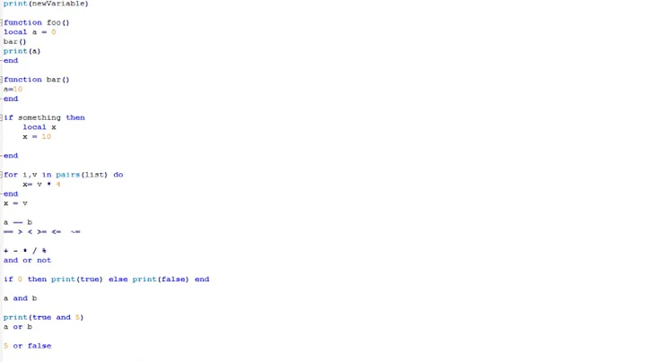 Lua tutorial part 1 - progamming language basics; data types, basic operators