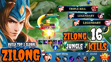 16 kills!! zilong jungle!! (triple kills) build!! - build top 1 global zilong ~ Mlbb
