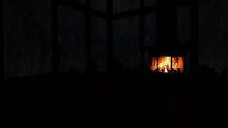 Gentle Night Rainfall: 12Hour Cozy Bedroom Ambience with Soothing Fire Crackles