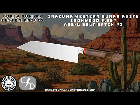 Corey Dunlap Custom Knives: Inazuma Western Bunka Knife - Ironwood 7.25