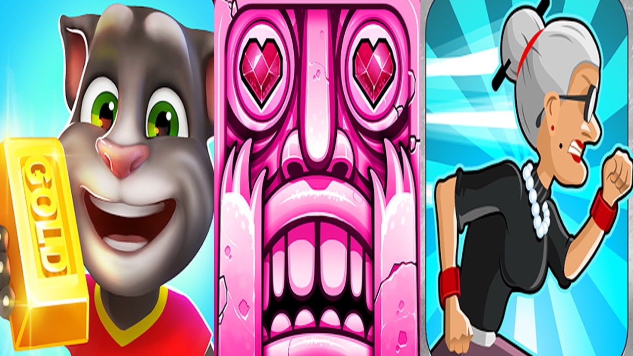 Talking Tom Gold Run VS Temple Run 2 VS Angry Gran Run Android iPad iOS Gameplay HD