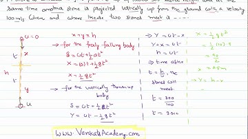 Freely falling body and Vertically Thrown body Meeting point  Motion in a Straight Line Problem