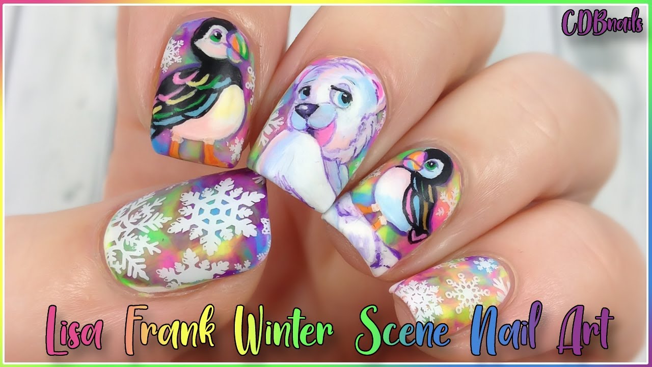 Let's Paint! Lisa Frank Winter Inspired Nails 