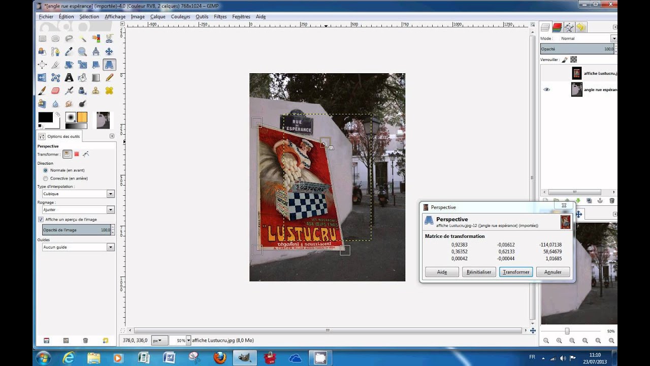 Outil de perspective de Gimp - YouTube