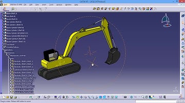 JCB Simulation in Catia V5 Kinematics | DMU Kinematics | Revolute joint | Cylindrical joint in CATIA