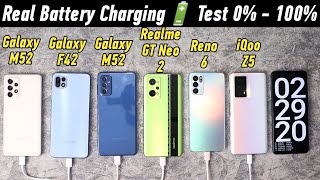 Realme GT Neo 2 vs Galaxy M52, A52s, F42 vs iQoo Z5 vs Oppo Reno 6 Charging Test Comparision 0-100%