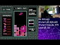 Score, lines and level PB from a 19 start - PAL NES Tetris