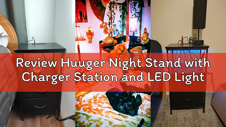 Review Huuger Night Stand with Charger Station and LED Lights, 2 Drawer Nightstand, Bed Side Table w