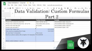 Data Validation   Custom Formulas   Part 2