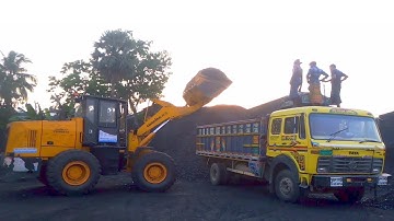 Amazing Lonking CDM843N Wheel Loader Loading Coal On Trucks And Operator View