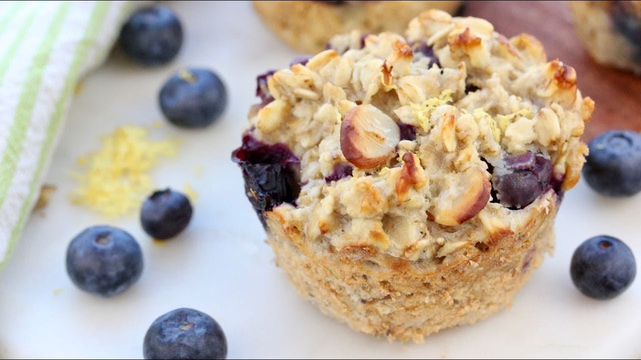 BAKED BLUEBERRY LEMON OATMEAL MUFFIN CUPS | easy healthy breakfast idea | Clean & Delicious