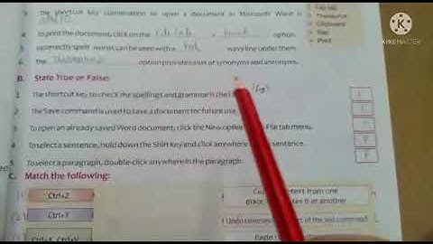 Class 3 Chapter 4 True/False & Match the following