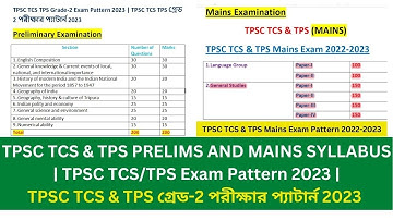 TPSC TCS & TPS PRELIMS AND MAINS SYLLABUS | TPSC TCS/TPS Exam Pattern 2023 |TPSC পরীক্ষার প্যাটার্ন