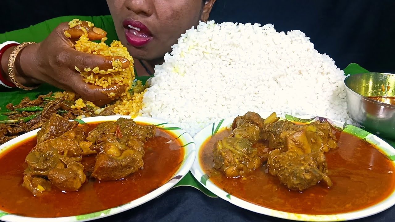 EATING SPICY 🔥 CHICKEN LAL LAL JHOL, FISH FRY, WITH RICE// EATING SHOW, MUKBANG, ASMR 