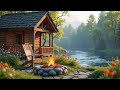 Spring Forest Riverside Relaxation | Cozy Fire Pit, Nature Ambience & Birdsong
