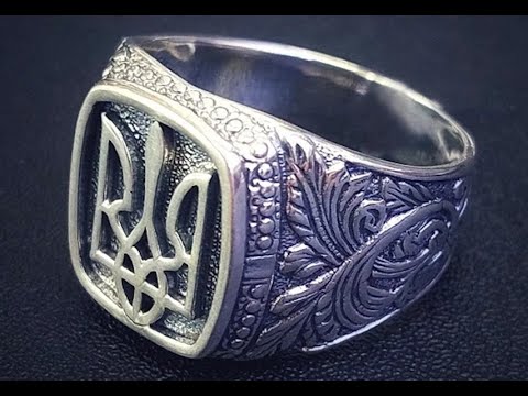 Печатка Патріотзі срібла з красивим візерунком арт.978604910, відео 1