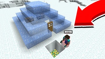 Minecraft NOOB vs PRO NOOB FOUND TREASURE Under The Ice House THIS VILLAGE! Challenge trolling 100%