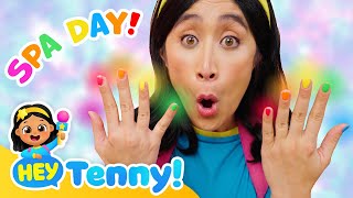 Spa Day for Face Masks and Rainbow Nails | Educational Video for Kids | Hey Tenny!