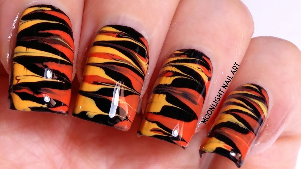 Orange and Black Marble Nail Design - wide 3