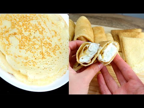 Блины 'всё по одному стакану' с творогом! Тонкие, Нежные и очень Вкусные!