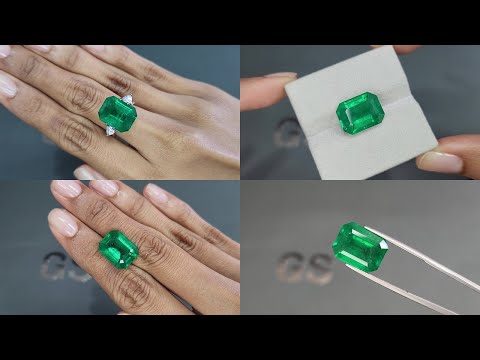 Emerald Vivid Green octagon cut 9,91 carats, Zambia Video  № 1