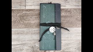Handmade Junk Journal Folio Dark Academia Green and Black Folio Flip Through